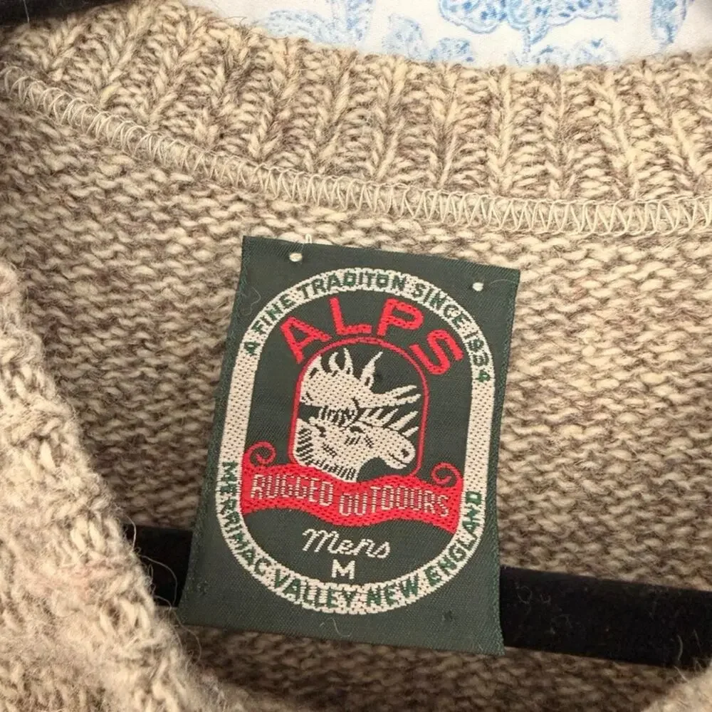 90s Vintage Alps Rugged Outdoors Wool Knit Fair Isle Pullover Sweater Mens M - Picture 4 of 6